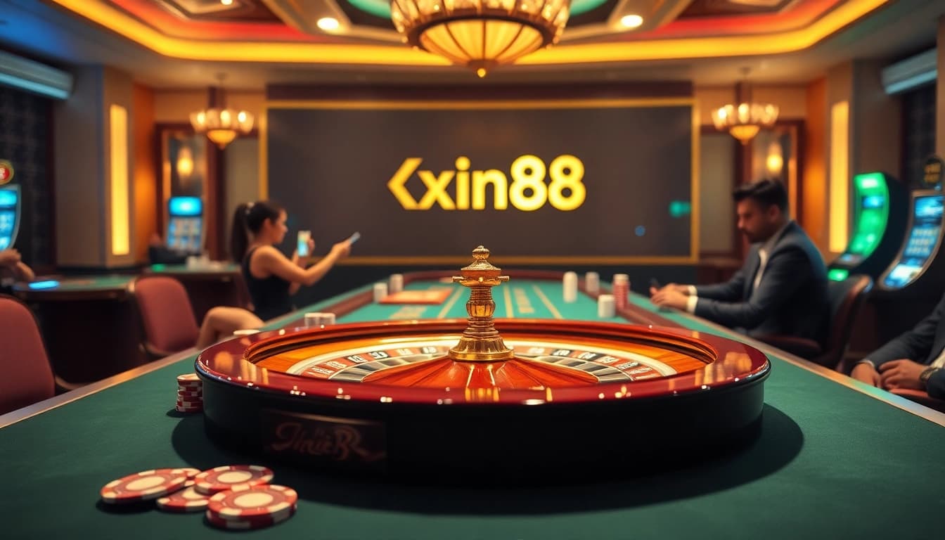 Experience the thrill of gaming at Xin88's vibrant casino tables with top-notch equipment.