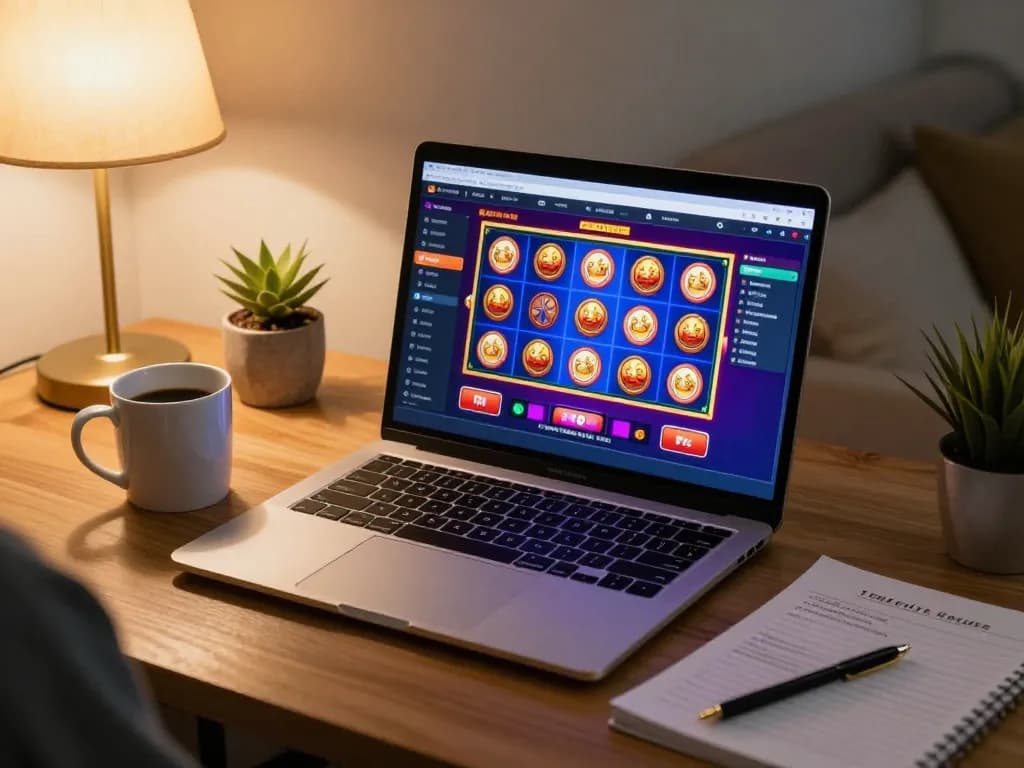 MMOO players engaging in exciting online slot games in a cozy home setup