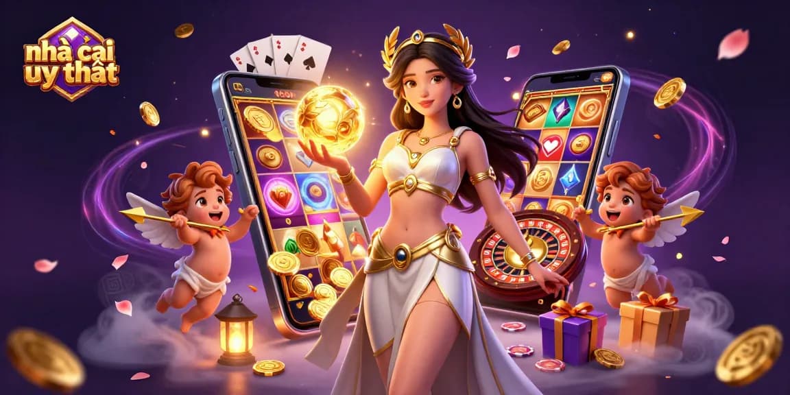 Experience the thrill with nhà cái uy tín showcasing a vibrant casino scene featuring stunning characters.