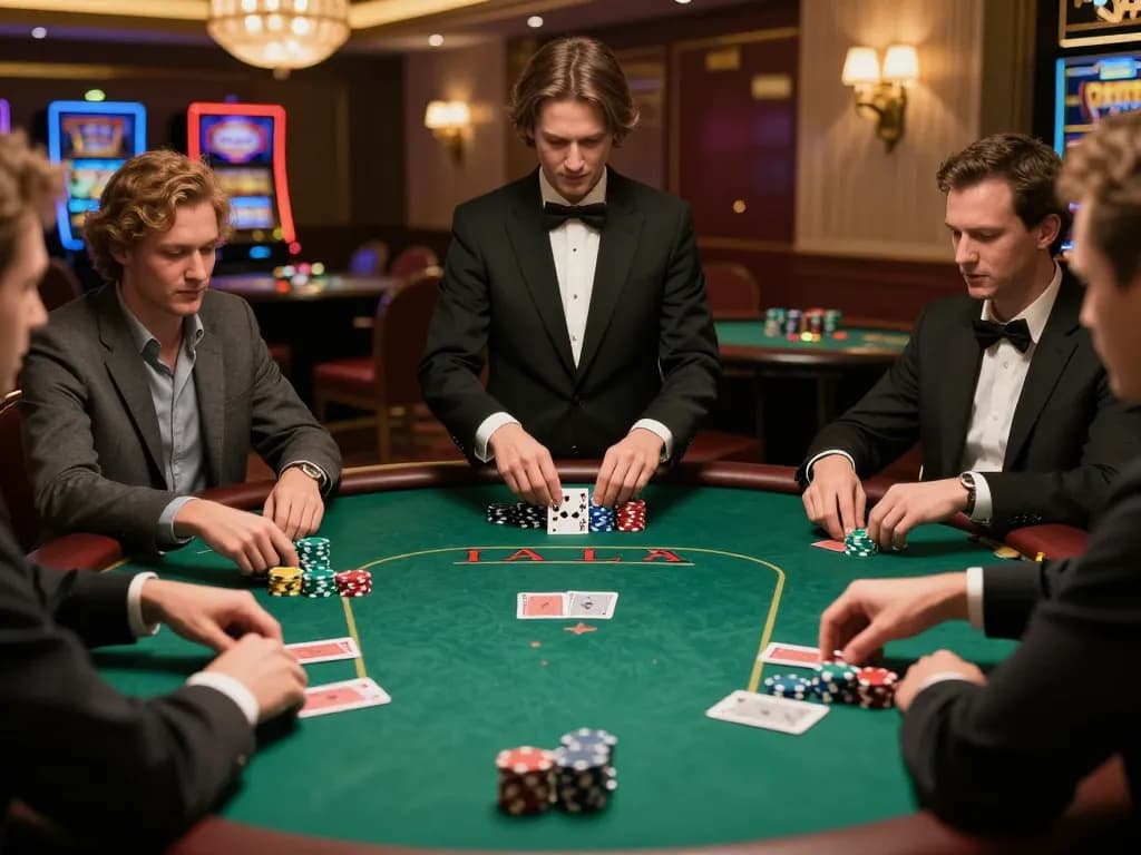 Players at SC88 poker table placing bets, engaged in a thrilling Texas Hold'em game
