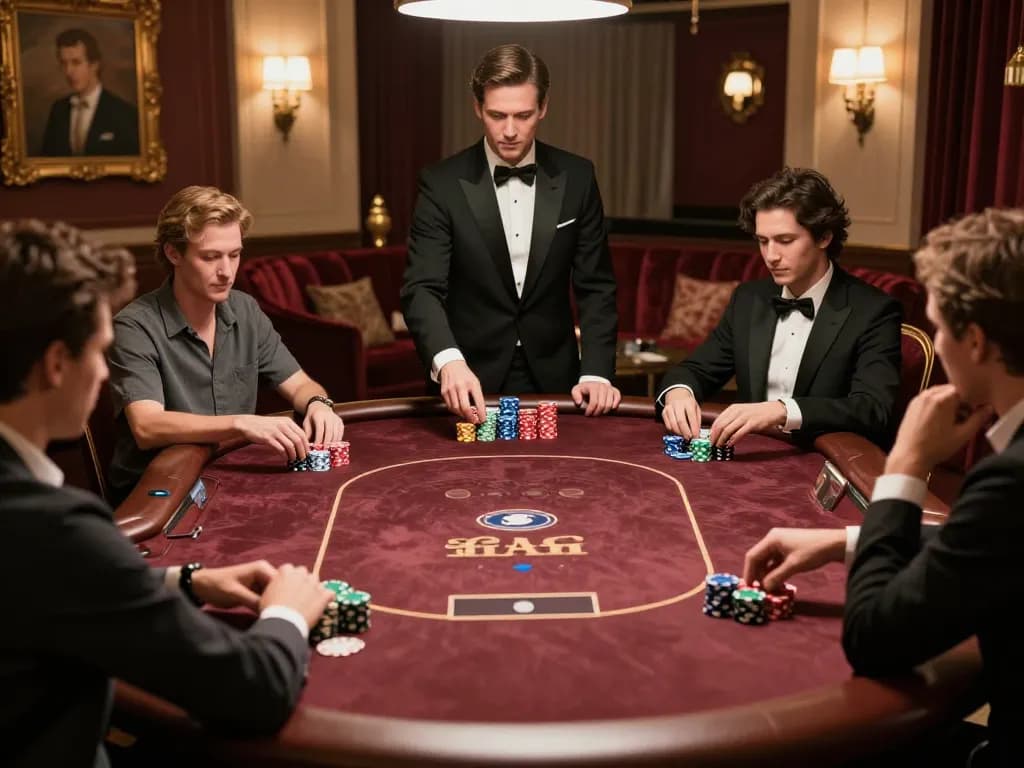 Players strategizing in a luxurious poker game at SC88, showcasing excitement and camaraderie