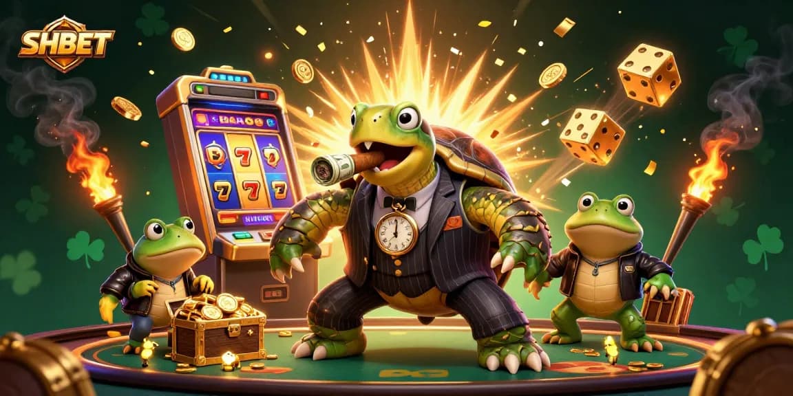 Experience the excitement at SHBET with vibrant characters and a bustling casino atmosphere.