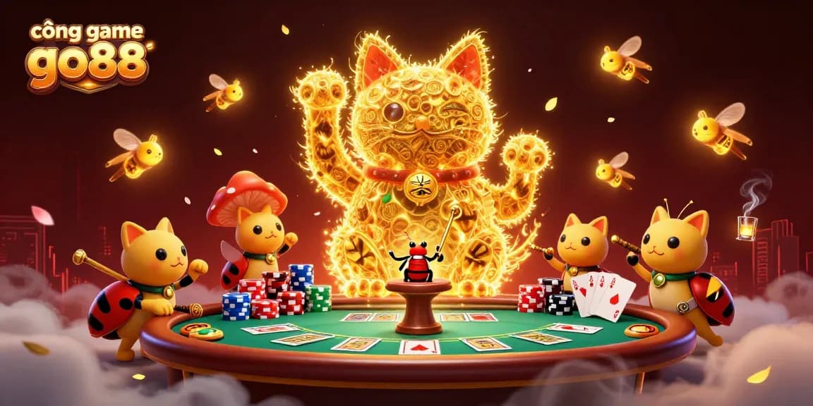 Experience the excitement of cổng game go88 with a vibrant casino scene featuring lucky symbols and dynamic fireworks.