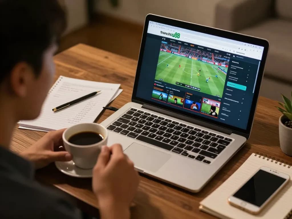 Engaging online betting session on trang chủ uu88 with laptop and strategies