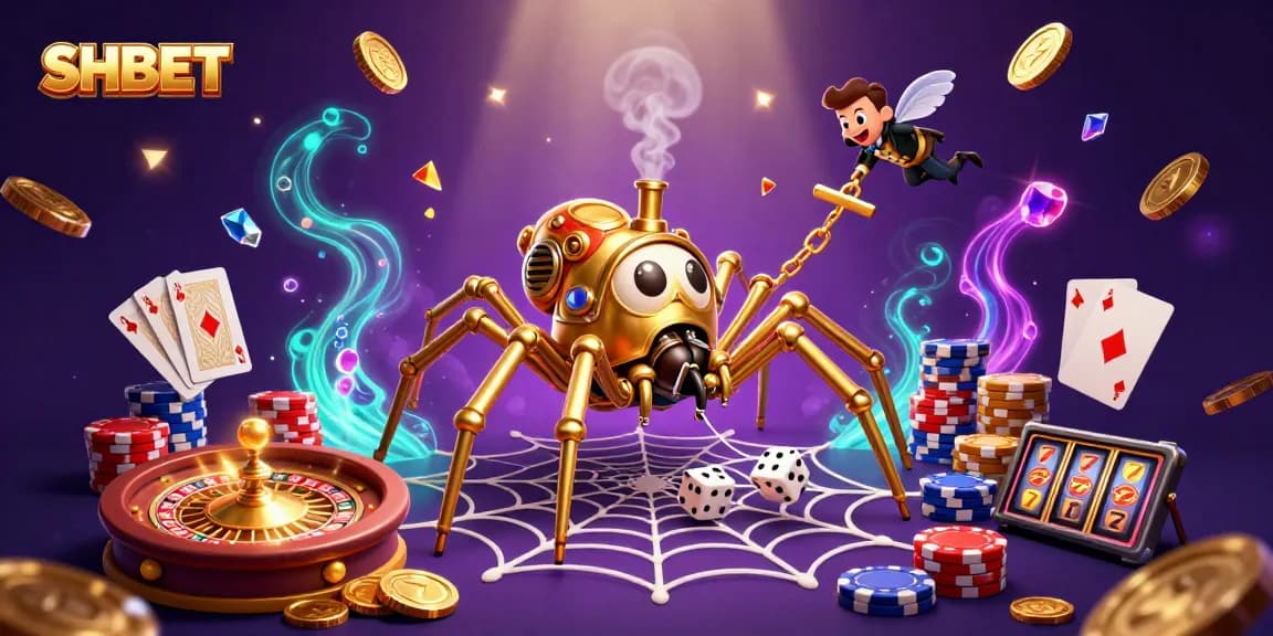 SHBET promotes winning strategies in an exciting casino scene with vibrant visuals and engaging elements.