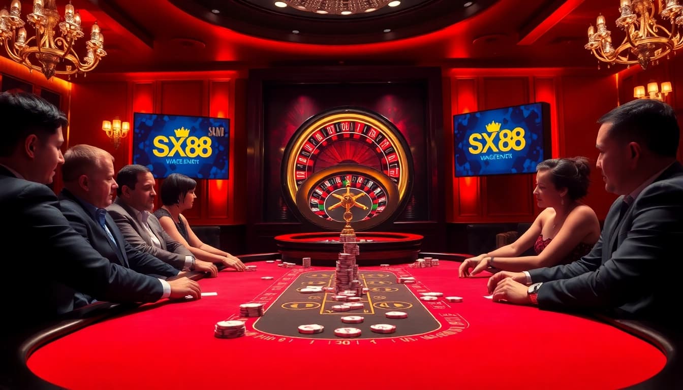Engaging jackpot experience at https://sx88.gold/ with players at a vibrant casino table.