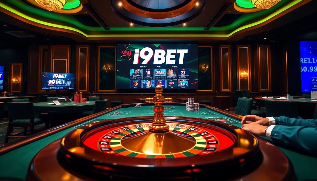Experience the excitement of I9BET with engaging casino games like poker and roulette in a luxurious setting.