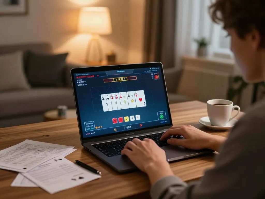 Engaged player enjoying online poker at https://sc88.charity/ in a cozy gaming setup.