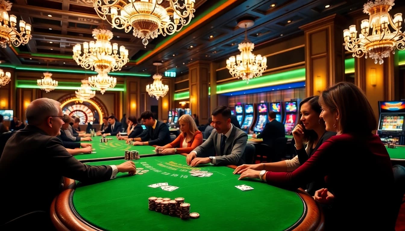 Experience thrilling gaming action at https://tr88.tech/ with elegant poker tables and vibrant casino atmosphere.