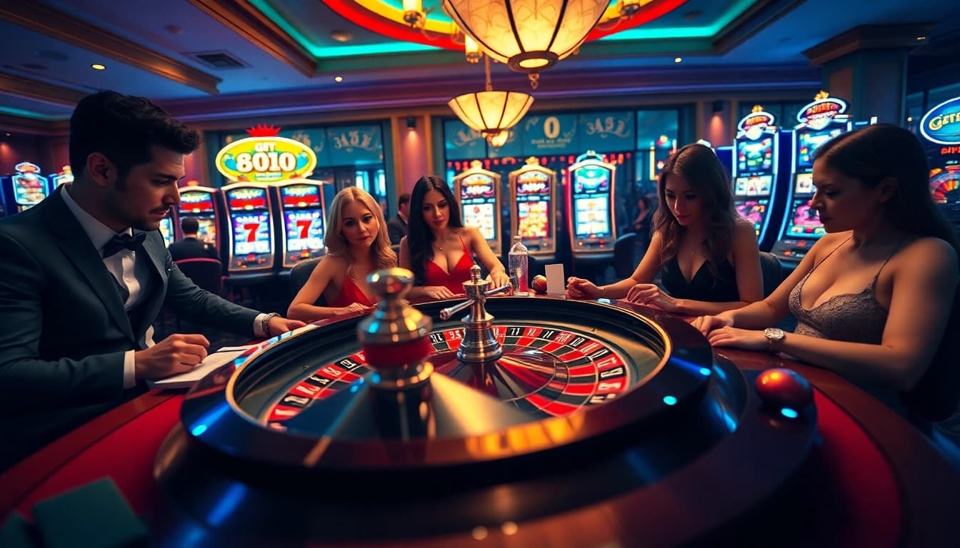Experience thrilling gameplay at go8.monster with glamorous poker tables and vibrant slot machines.