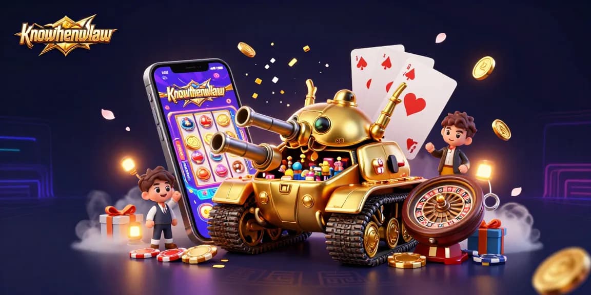 Spin to win with slot games on knowthenewlaw, featuring vibrant casino elements and golden accents.