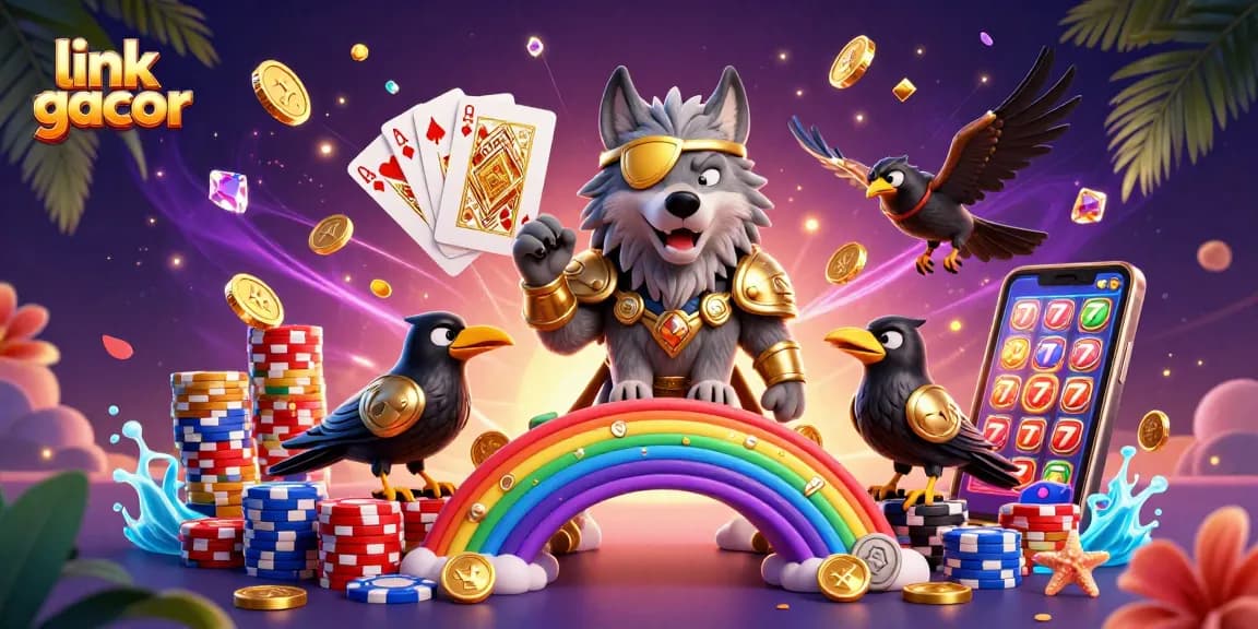 Spin your way to wins with link gacor in this vibrant casino-themed digital art.