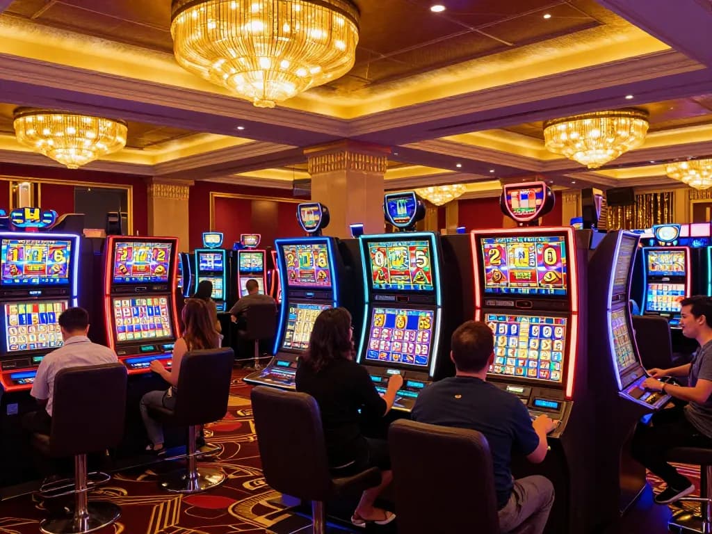 Players celebrating a jackpot at the RED88 slot machines in a lively casino atmosphere.