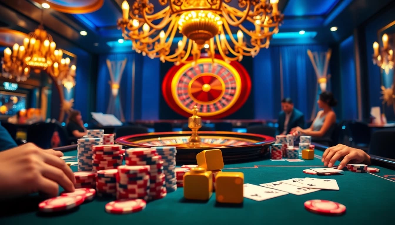 Experience the thrill of high-stakes gambling at the opulent Okking casino table.