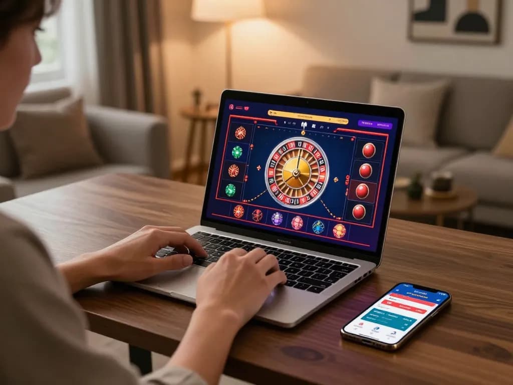 Experience dynamic roulette gameplay at Fabet with a cozy home casino setup.