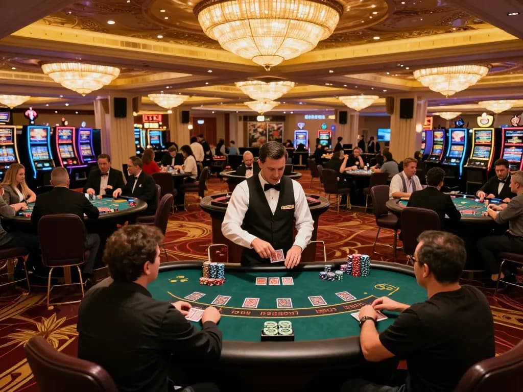 Players engaging in strategic blackjack gameplay at du88 casino table with vibrant atmosphere.
