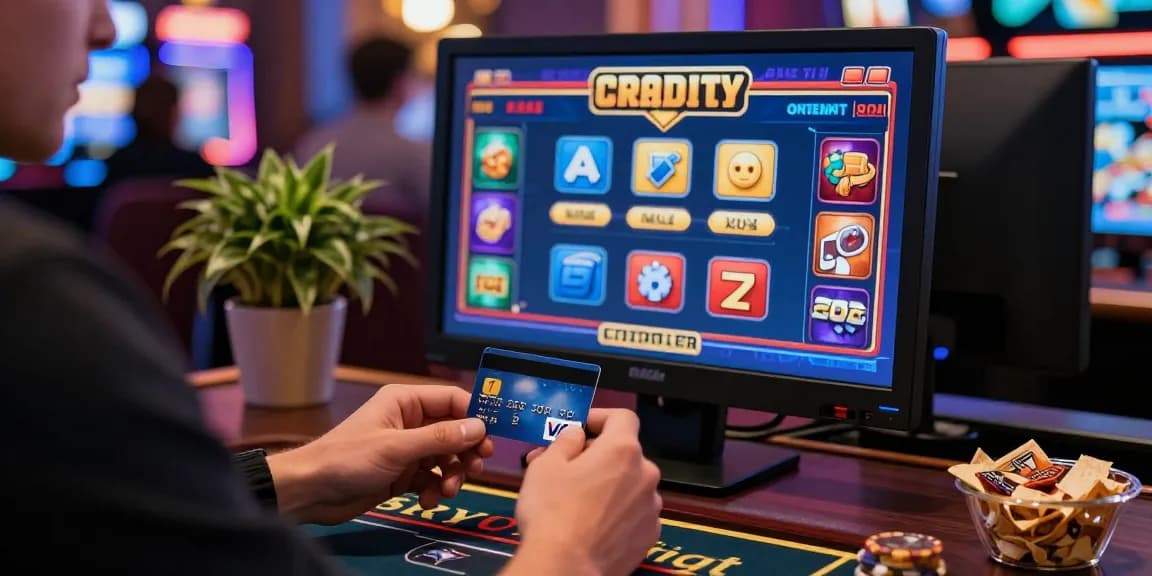 scoarch.org.uk highlights the best credit card casinos, showcasing a player enjoying a vibrant online casino experience with a Visa card.