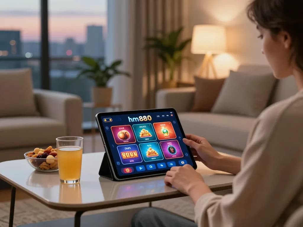 Engaging with the hm88 app at home for a fun online gaming experience.