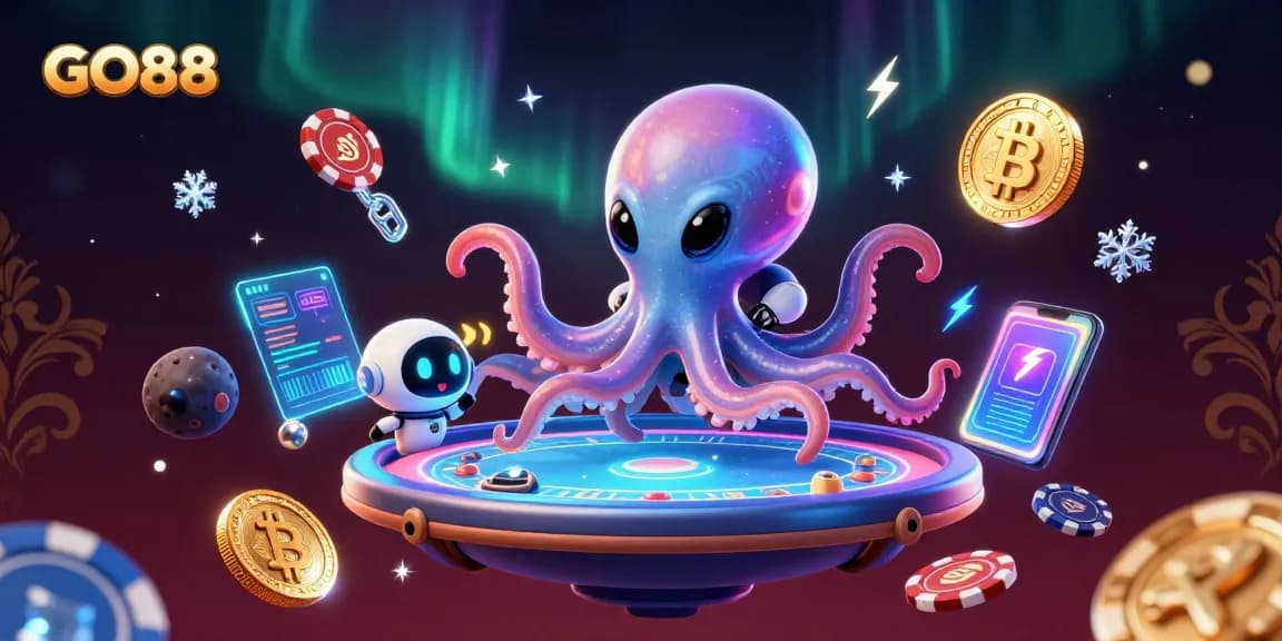 Engage with GO88's vibrant online gaming world featuring alien octopus gameplay action.