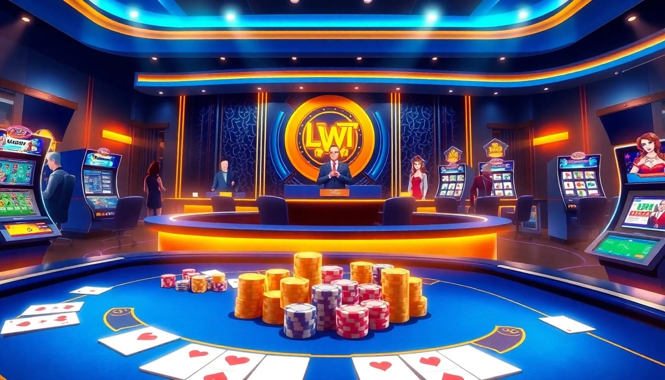NA777 players engaging in exhilarating online gambling with professional dealers and vibrant game tables.