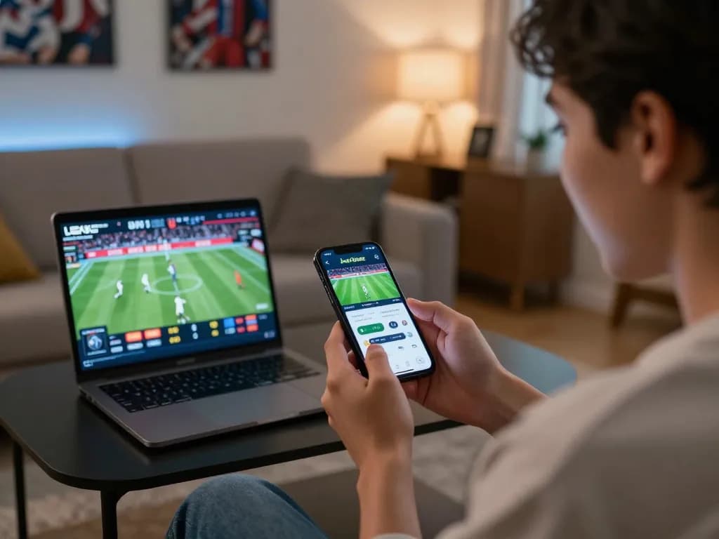 Activating sports bets on the Jeetbuzz app while enjoying a thrilling game at home