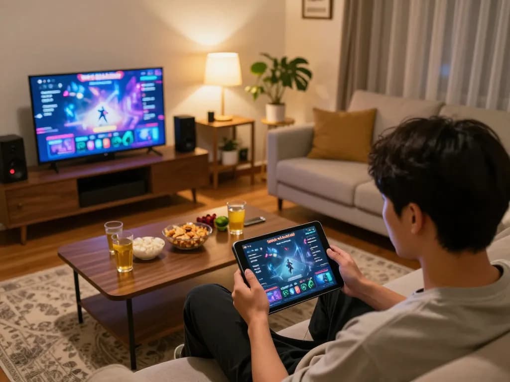 Cảnh hấp dẫn của xem đá gà trực tiếp HD trên máy tính bảng, thể hiện trải nghiệm chơi game trực tuyến sống động.