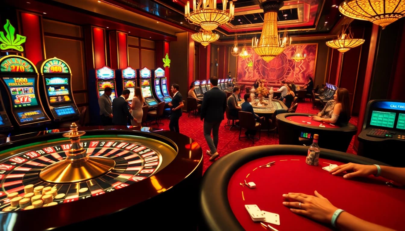 Experience the excitement at LUCK8 Casino with players enjoying roulette and poker.