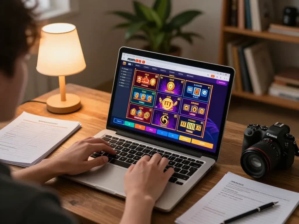 Player engaging with mm88 online casino interface while analyzing betting strategies at home.