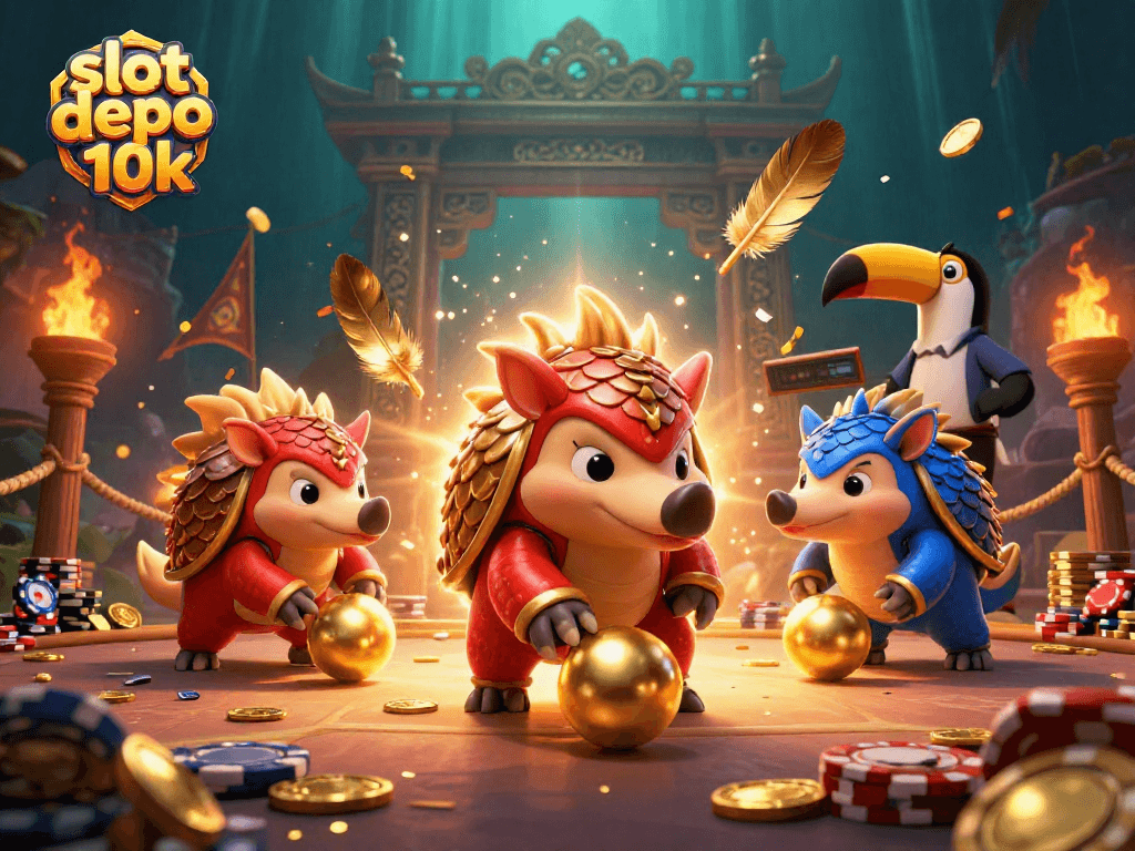 Experience thrilling gameplay on slot depo 10k with vibrant pangolins and exciting casino elements.