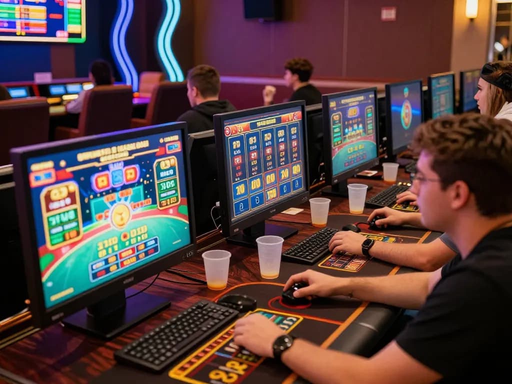 Engaged players enjoying live casino games at 32win.com with vibrant displays and dynamic atmosphere.