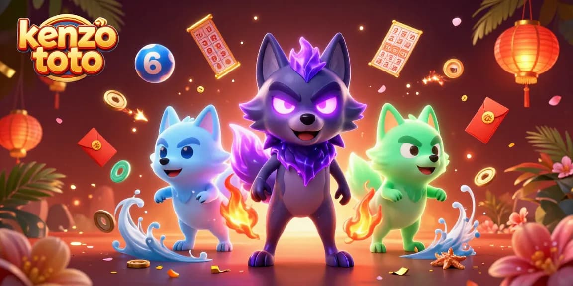 Engage with kenzototo's vibrant lottery scene, featuring ghostly wolves and dynamic gaming elements.