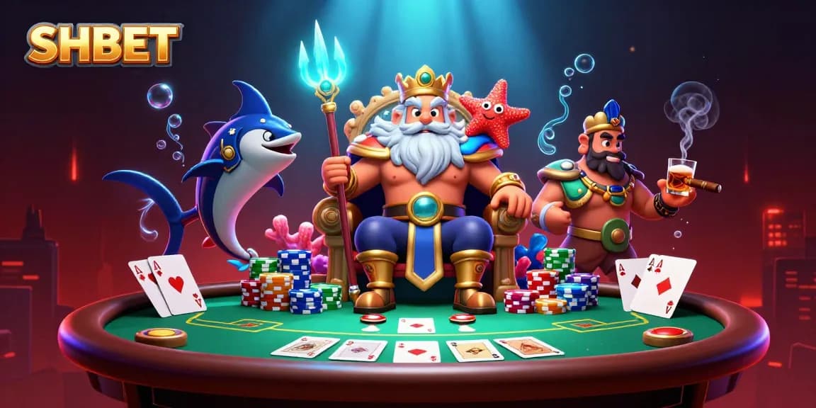 Experience SHBET with Neptune and a poker scene, showcasing action and excitement.