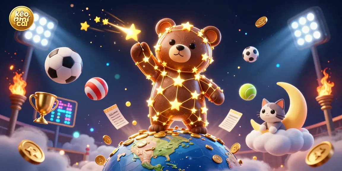 Engage with kèo nhà cái sports betting excitement, illustrated through dynamic characters and vibrant elements.