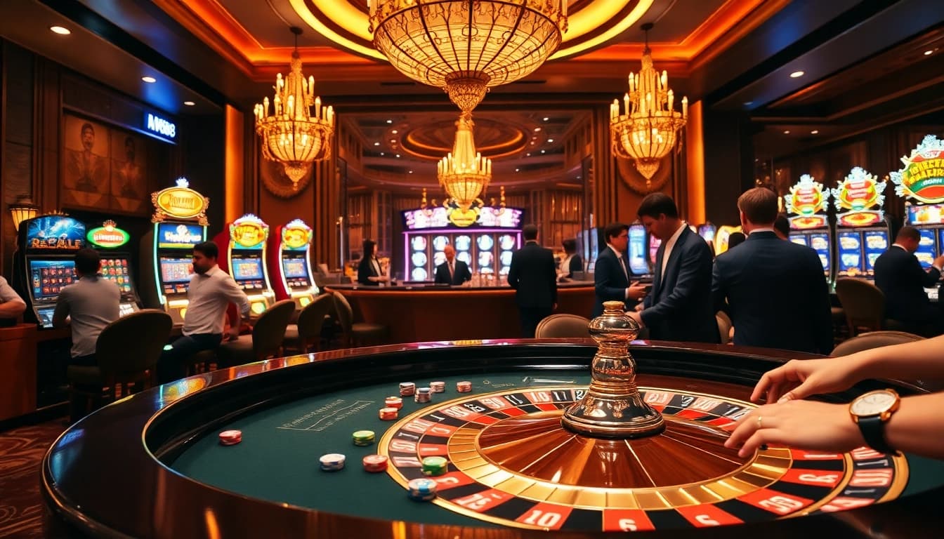 Experience thrilling gaming action at ww88 with vibrant tables, colorful chips, and excited players.
