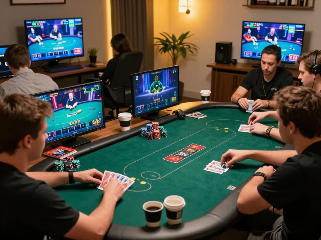 Players enjoying online poker gameplay on NK88, engaging strategy and thrilling action.