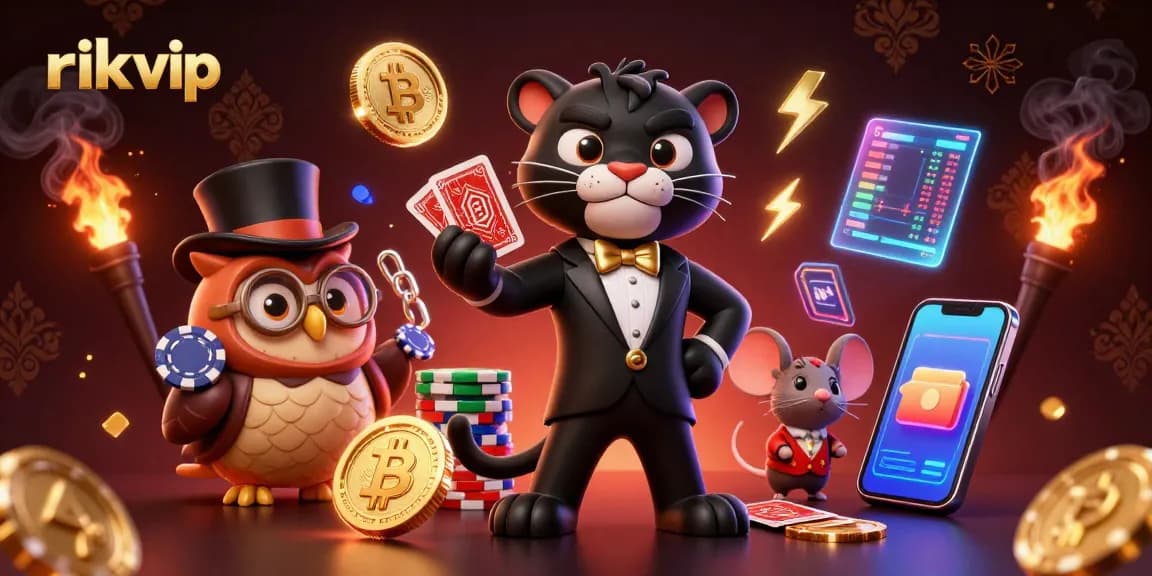 Engage in thrilling games at rik vip with vibrant visuals of 3D characters and crypto elements