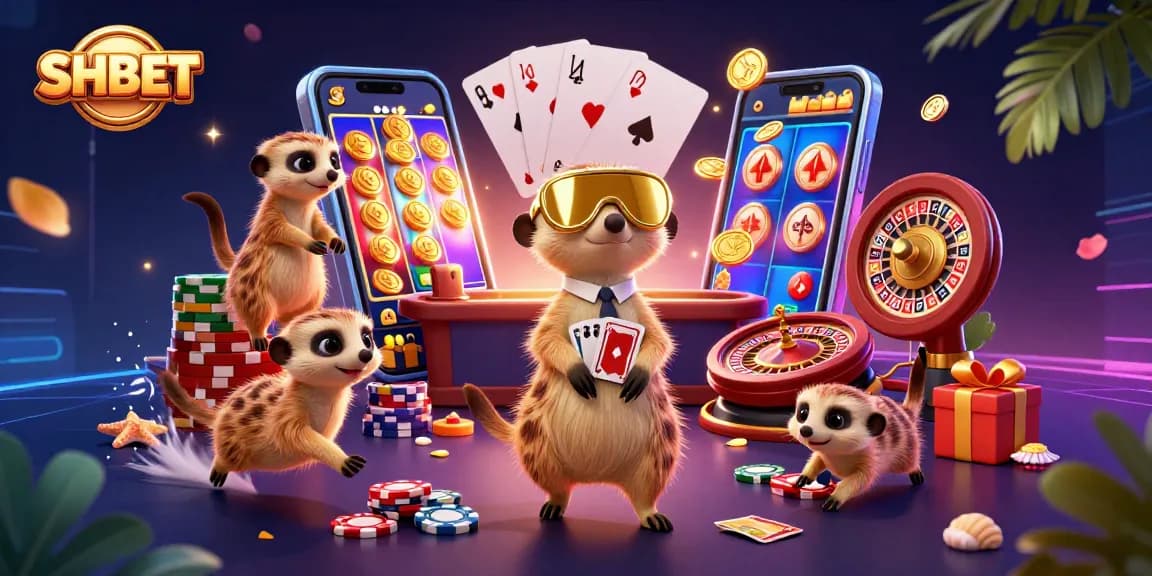 Engage with SHBET's thrilling casino action featuring meerkats in a colorful gaming extravaganza.