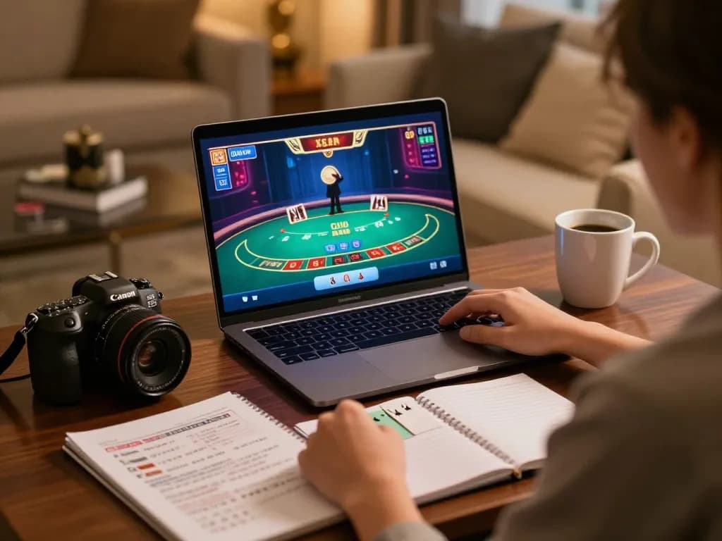 Engaging in online blackjack at https://lv88cha.com/ with vibrant graphics and strategic notes.