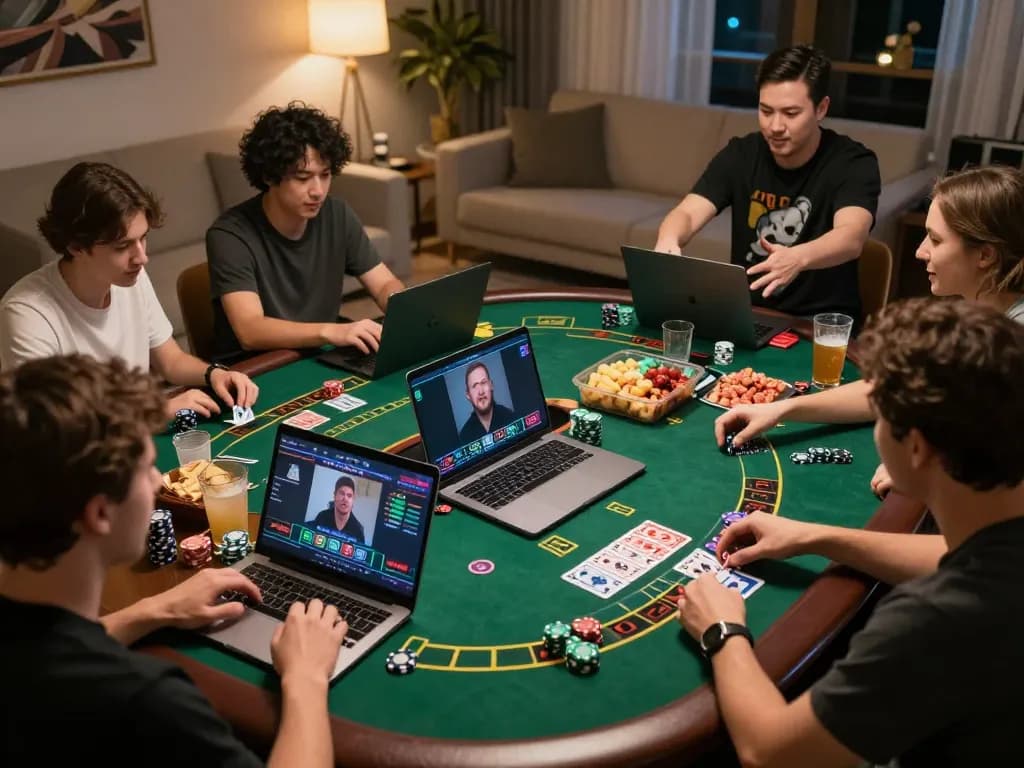 Players engaging in a live dealer game on 888newcasino from home, showcasing excitement and strategy.