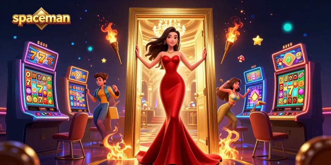 Experience thrilling wins with Spaceman slot game in a vibrant casino setting.