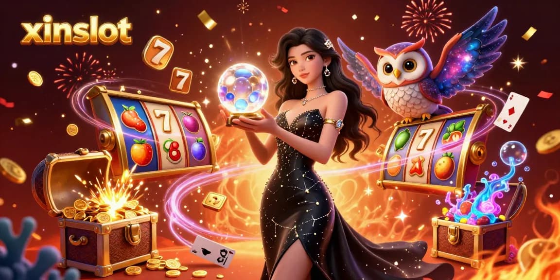 XINSLOT brings thrilling casino action with vibrant slot reels and a magical atmosphere.