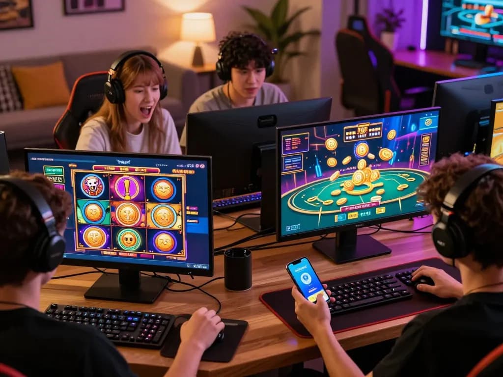 Engaging players enjoying LUCKYWIN online games on mobile and desktop devices, showcasing the vibrant gaming atmosphere.