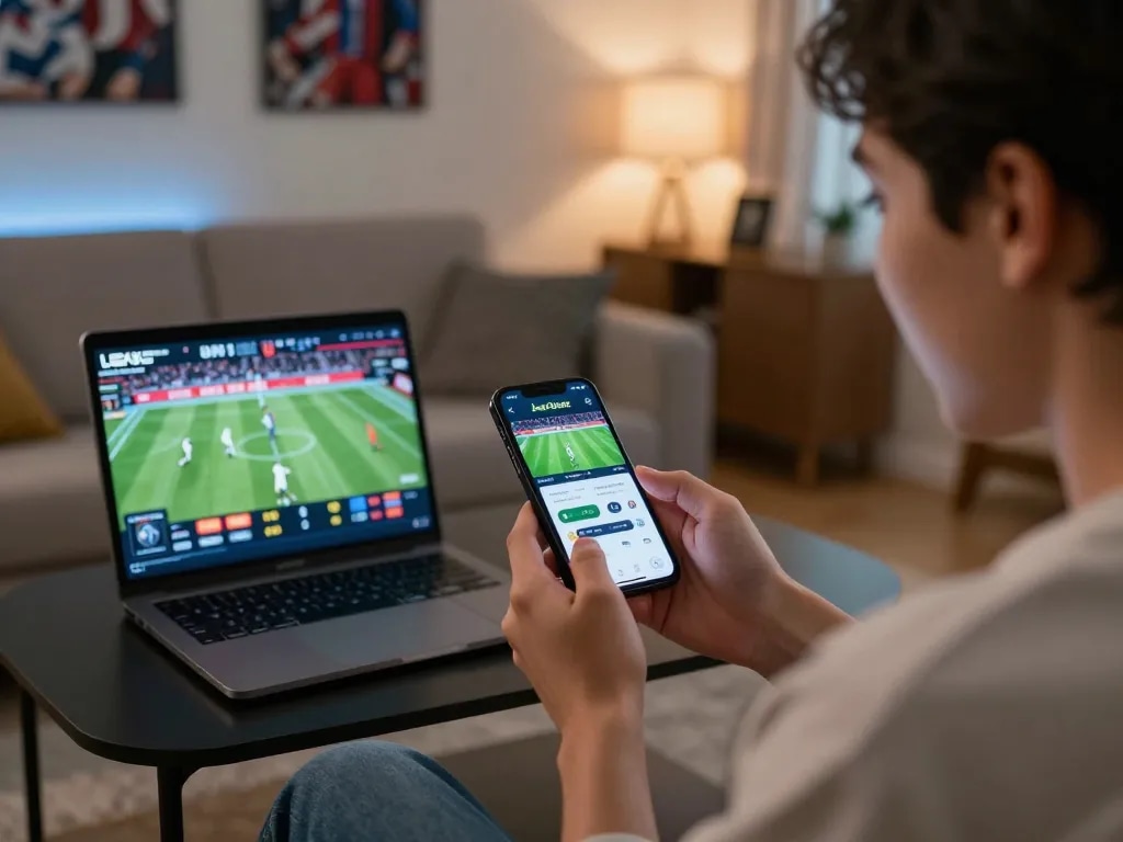 Activating sports bets on the Jeetbuzz app while enjoying a thrilling game at home