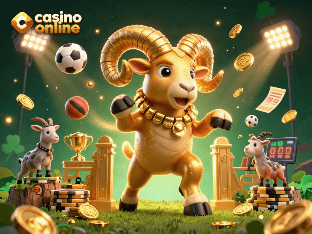 Engage in casino online excitement with sports betting elements in a dynamic 3D scene.