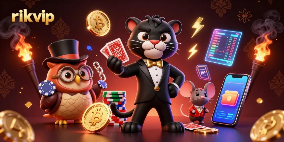 Engage in thrilling games at rik vip with vibrant visuals of 3D characters and crypto elements