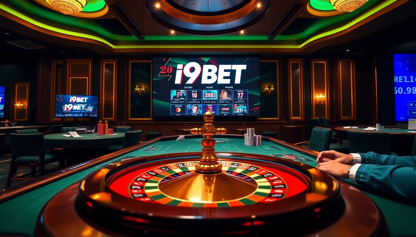 Experience the excitement of I9BET with engaging casino games like poker and roulette in a luxurious setting.