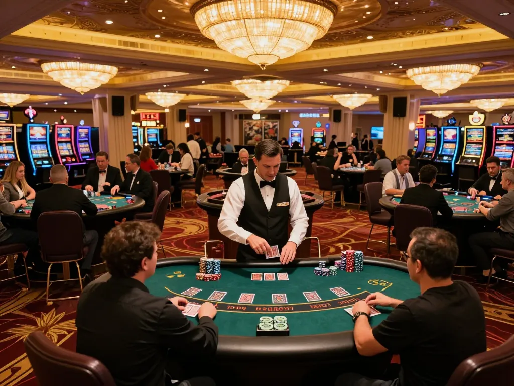 Players engaging in strategic blackjack gameplay at du88 casino table with vibrant atmosphere.