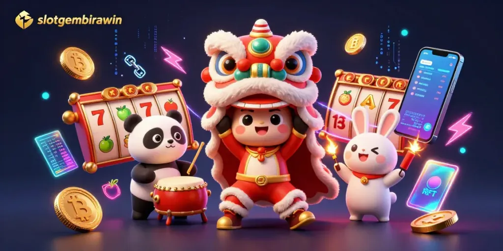 Experience excitement with slotgembirawin in this vibrant 3D casino scene featuring unique gambling elements.