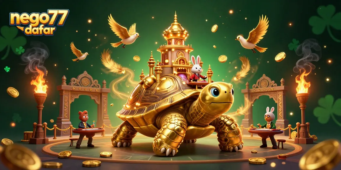 Engage in exciting gambling action with nego77 daftar at a vibrant casino scene featuring animated characters and colorful elements.