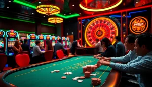Experience the excitement of Tool xổ số siêu tốc at a luxurious casino table with vibrant games.